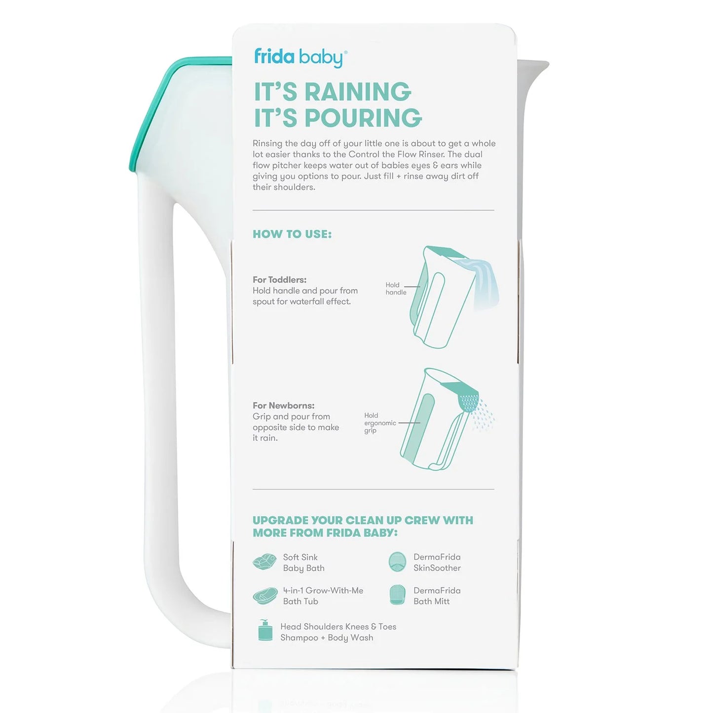 Control the Flow Polypropylene ABS Rinser, Bath Time Rinse Cup with Easy Grip Handle and Removable Rain Shower
