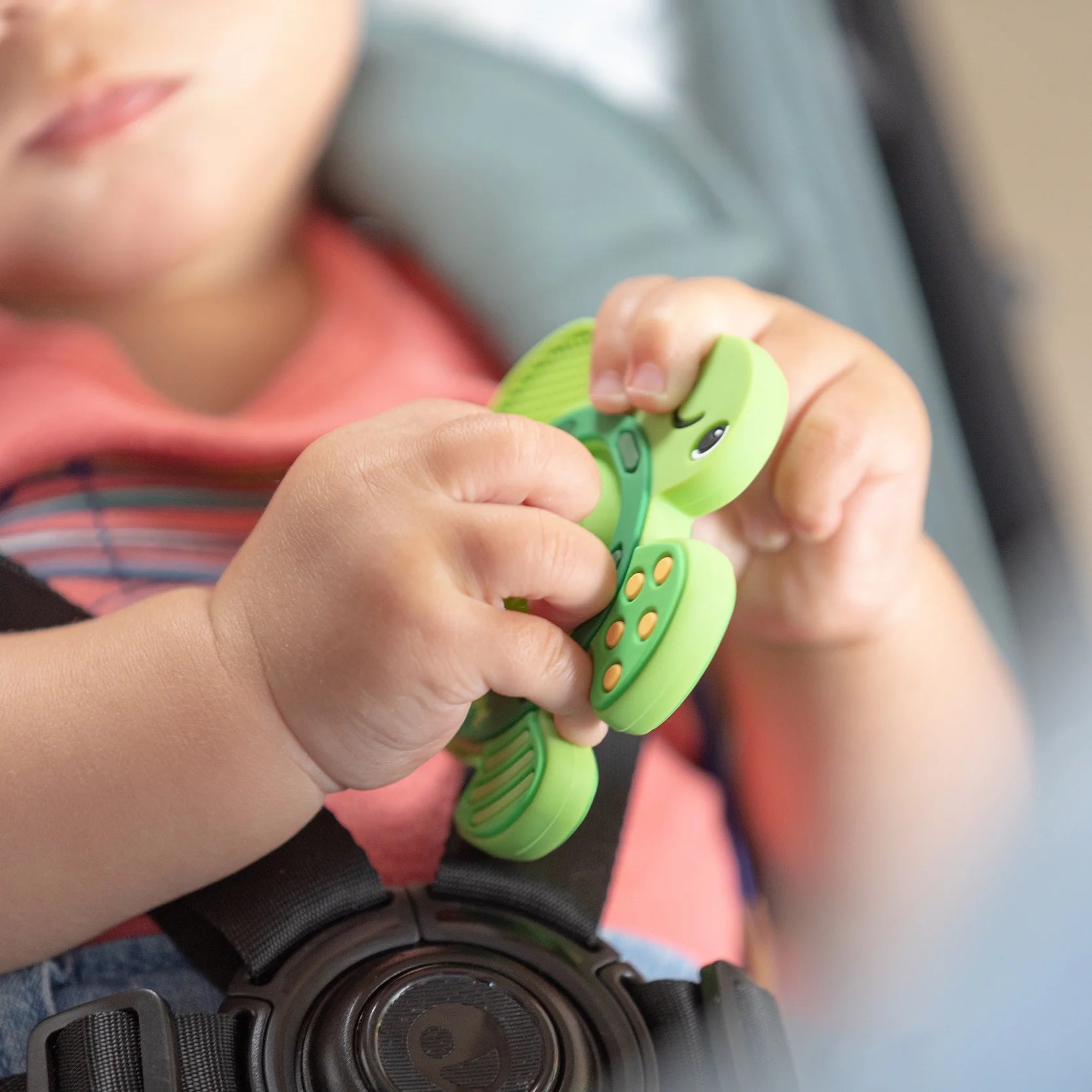 Teethe N' Pop Sensory Play Teether for Infants, Green Turtle Baby Teether