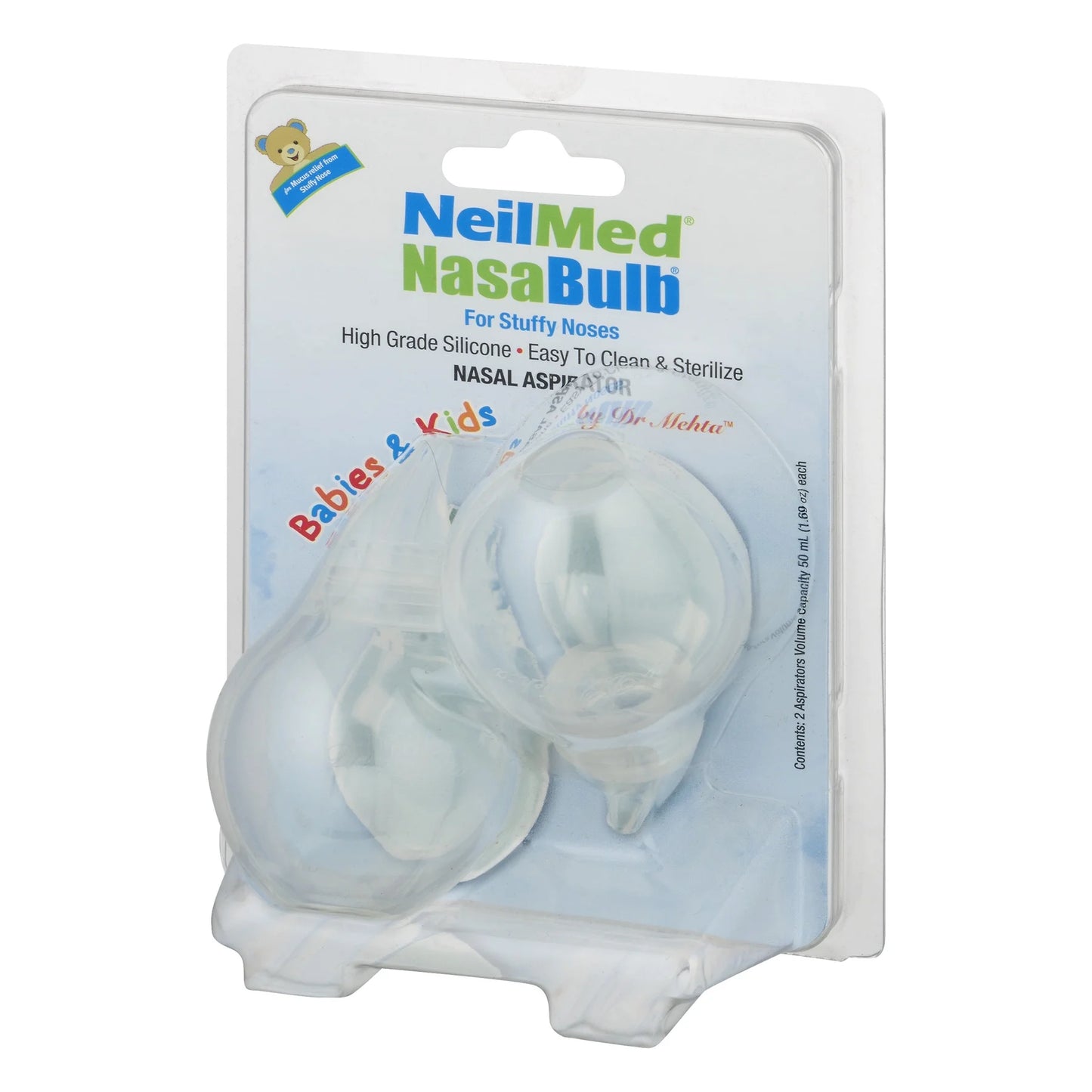 Nasabulb Aspirator with Clear Design, for Small Noses, Babies and Kids, 2 Count