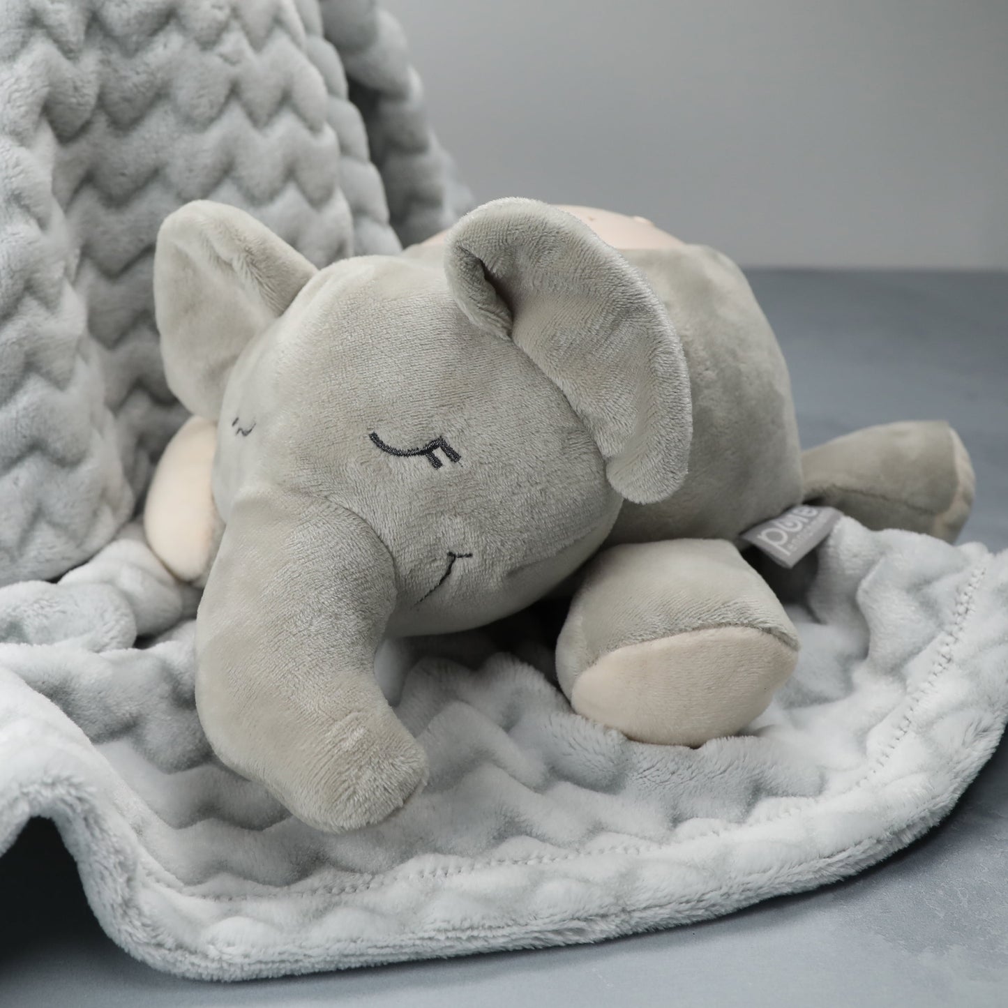 Purebaby Sound Sleepers Portable Baby Sound Machine & Star Projector - Plush Sleep Aid for Baby and Toddlers, Night Light, 10 Lullabies, White Noise, and Heartbeat Sounds (Elephant)