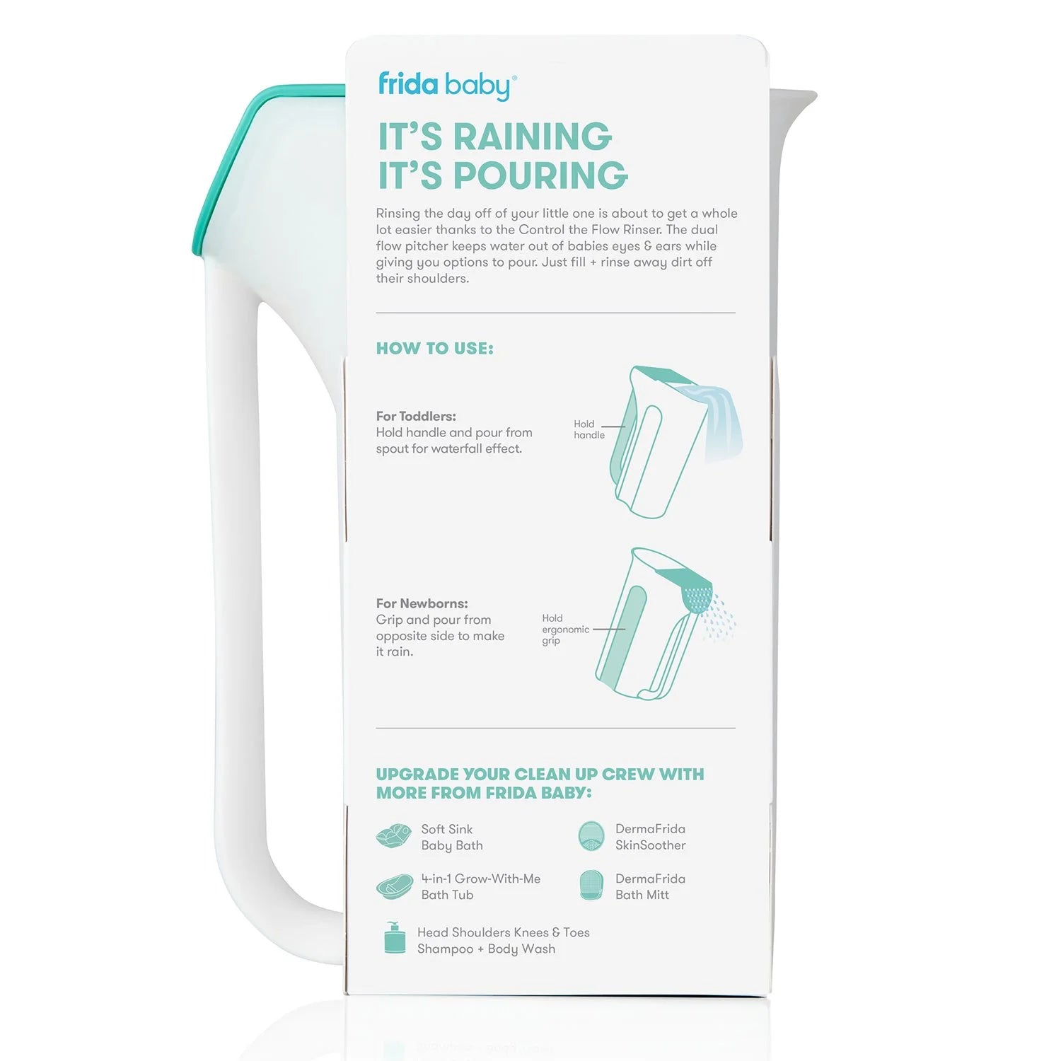Control the Flow Polypropylene ABS Rinser, Bath Time Rinse Cup with Easy Grip Handle and Removable Rain Shower