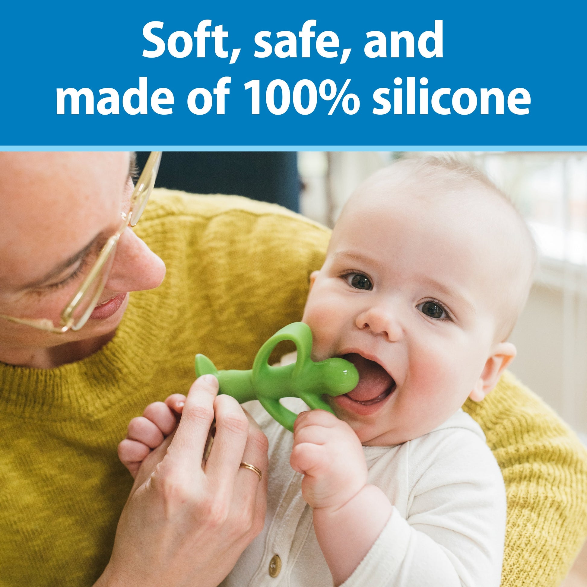 Peapod Teether & Training Toothbrush, Soft 100% Silicone, BPA Free, 3M+, 1 Pack