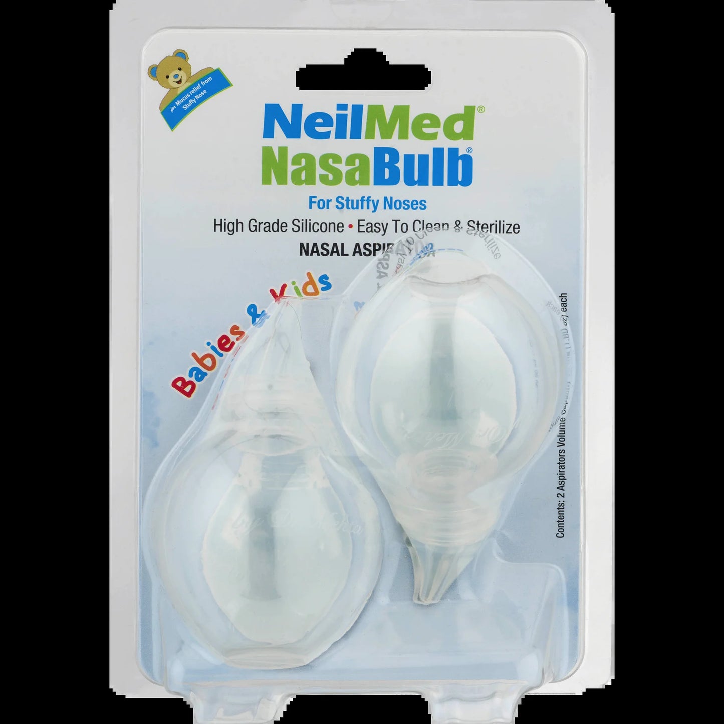 Nasabulb Aspirator with Clear Design, for Small Noses, Babies and Kids, 2 Count