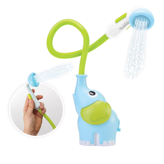 Elephant Baby Shower™ - Blue Elephant Water Pump and Trunk Spout Rinser - for Newborn Babies in Tub or Sink