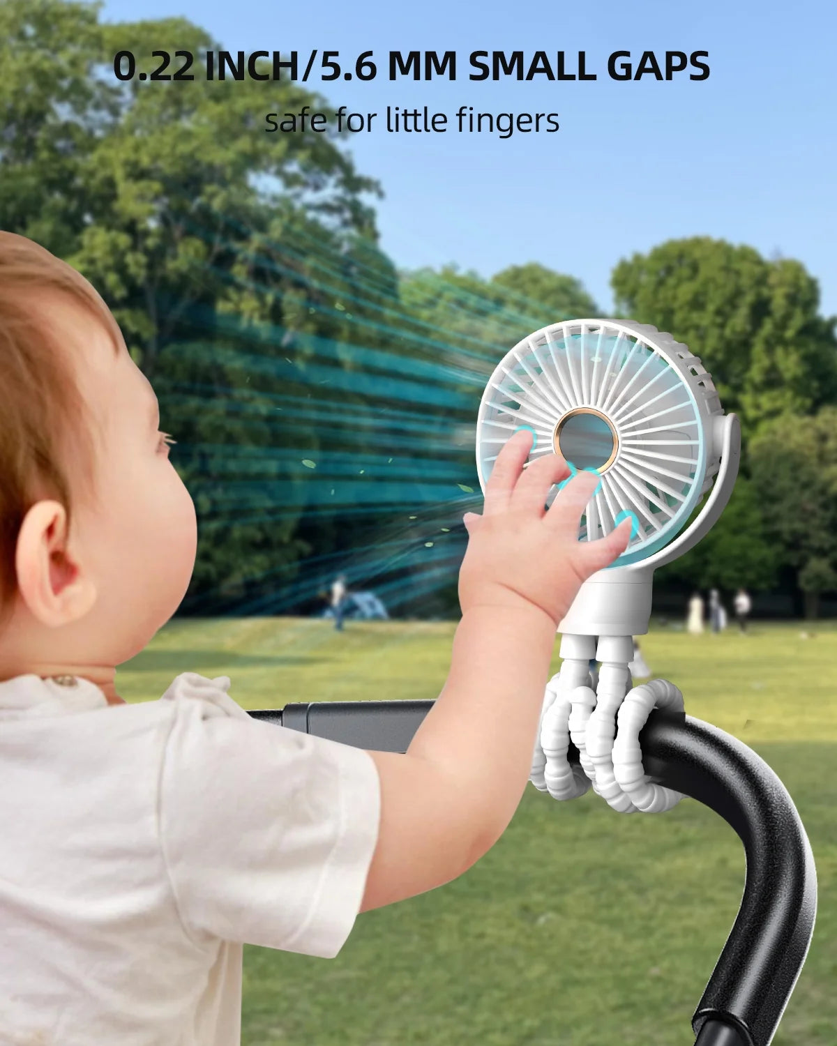 Portable Baby Stroller Fan,Clip on Fan for Stroller and Car Seat, Safe and Quiet,4000Mah, 3-Speed Adjustable