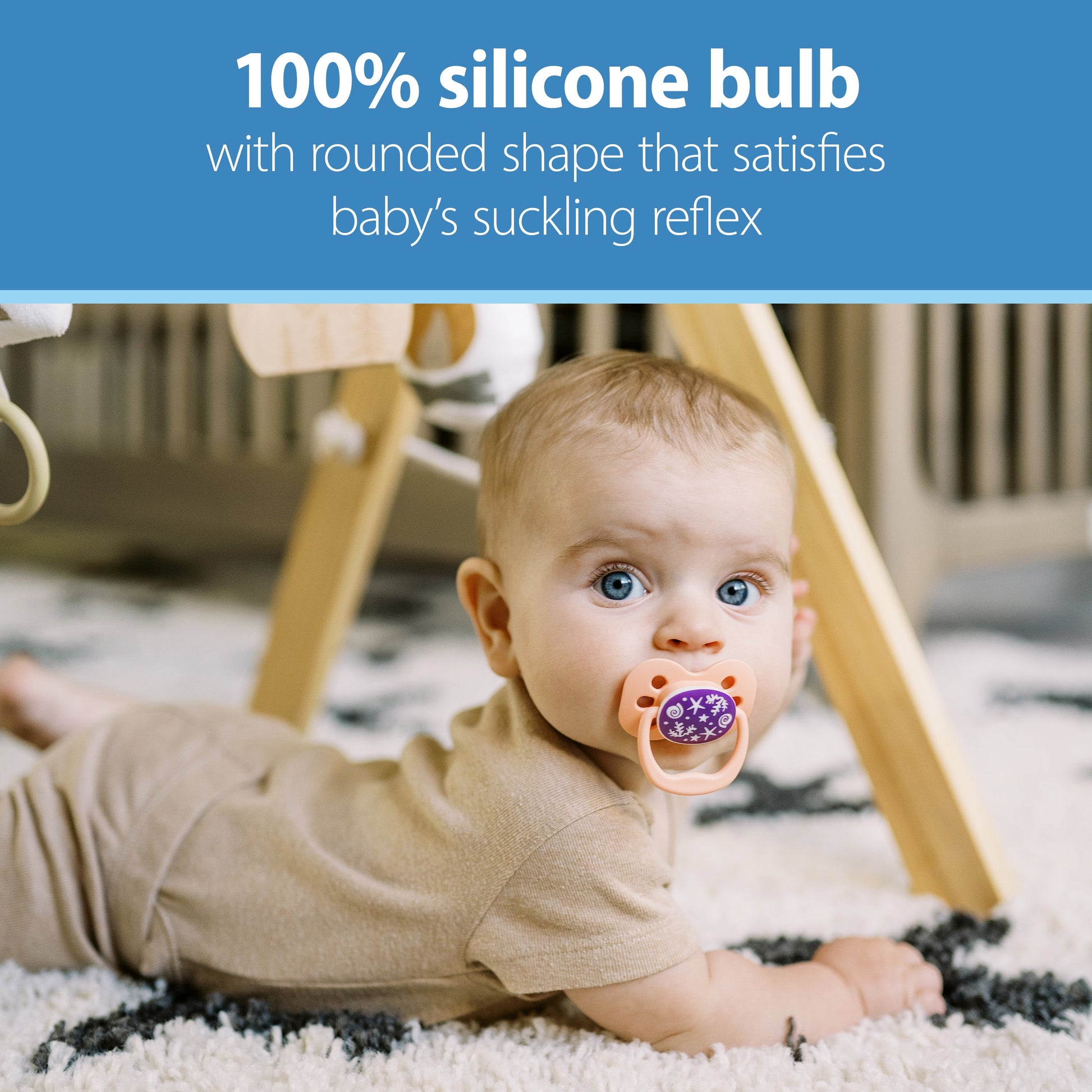 Advantage Baby Pacifier, Fully Symmetrical, Silicone Bulb, 0-6M, BPA Free, Sunrise/Glow, 4 Pack