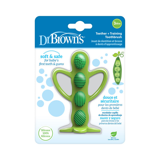 Peapod Teether & Training Toothbrush, Soft 100% Silicone, BPA Free, 3M+, 1 Pack