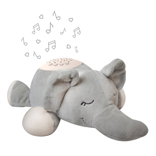 Purebaby Sound Sleepers Portable Baby Sound Machine & Star Projector - Plush Sleep Aid for Baby and Toddlers, Night Light, 10 Lullabies, White Noise, and Heartbeat Sounds (Elephant)