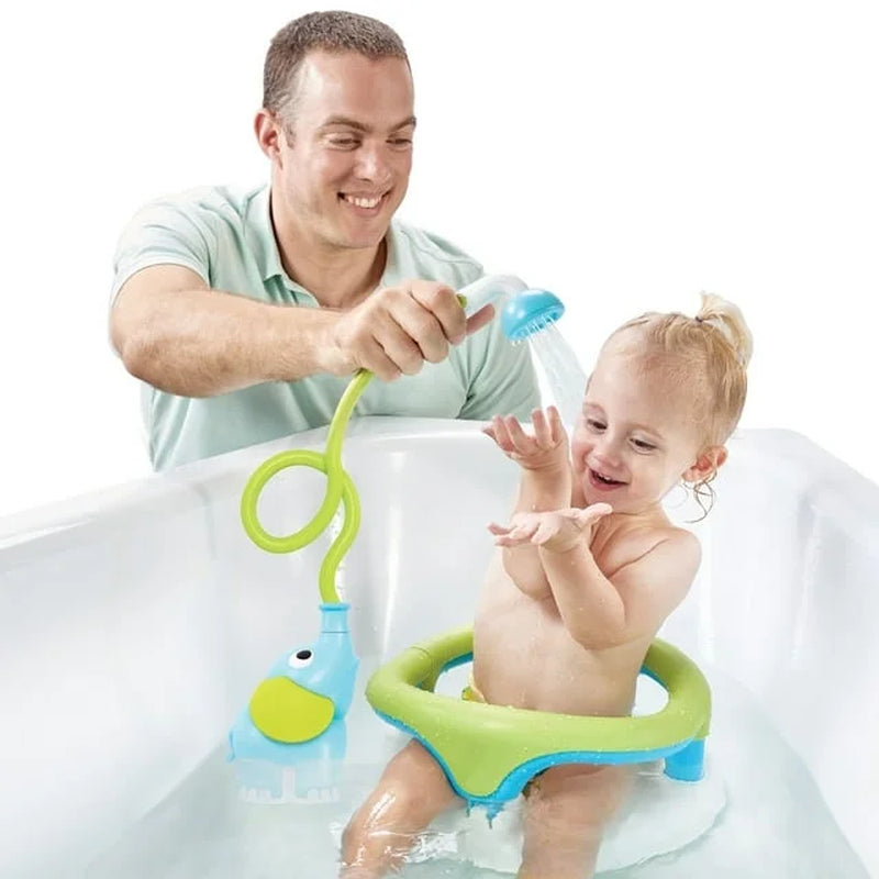 Elephant Baby Shower™ - Blue Elephant Water Pump and Trunk Spout Rinser - for Newborn Babies in Tub or Sink