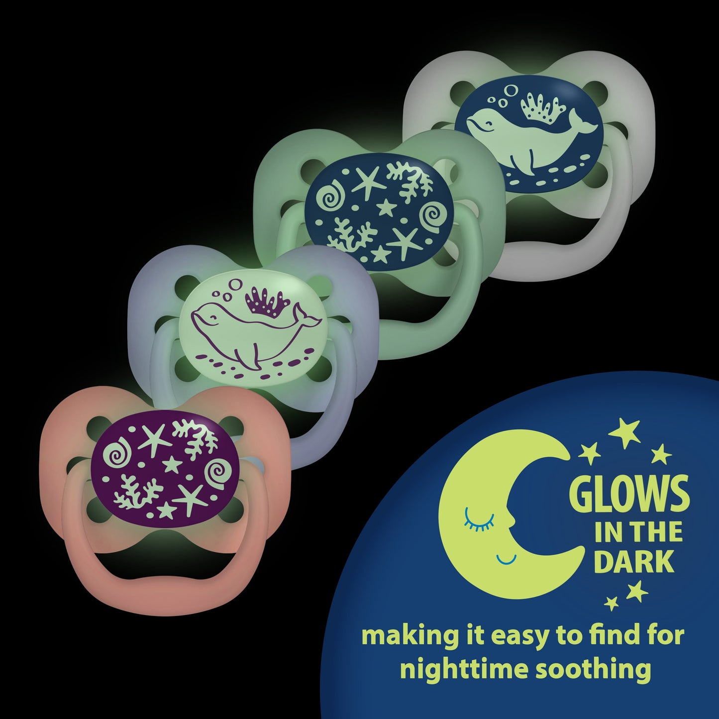 Advantage Baby Pacifier, Fully Symmetrical, Silicone Bulb, 0-6M, BPA Free, Sunrise/Glow, 4 Pack