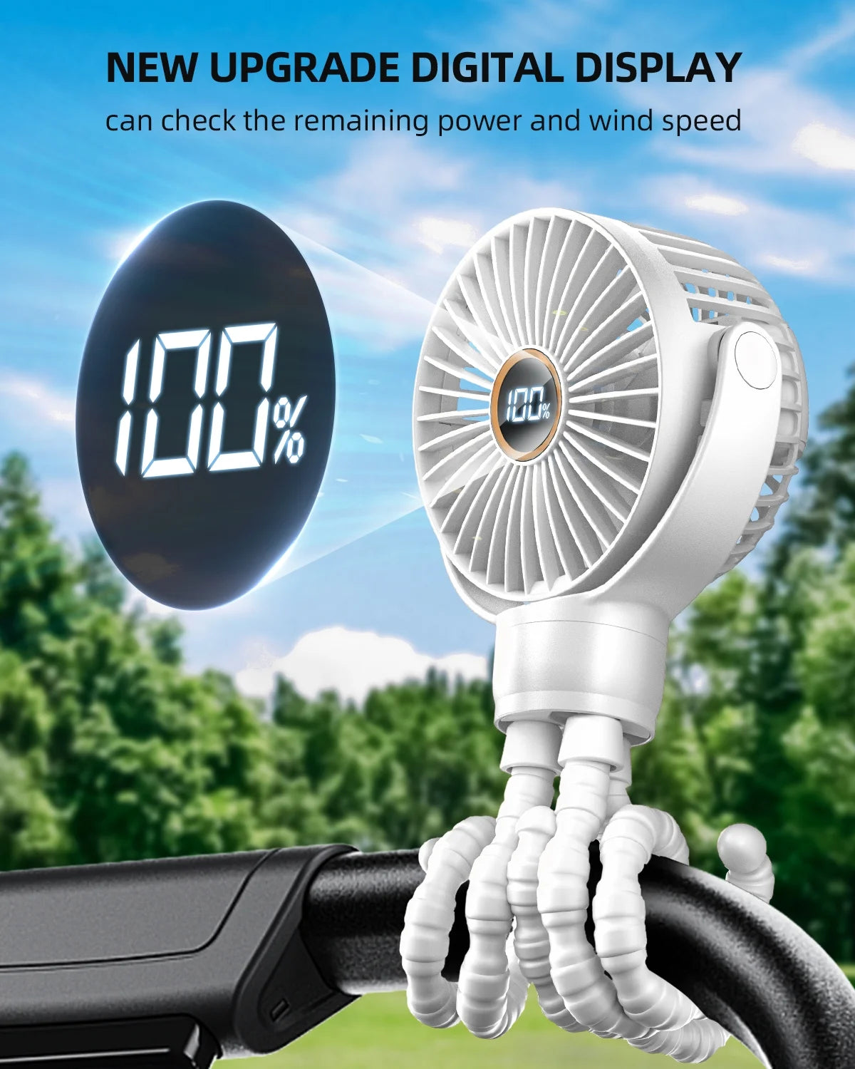 Portable Baby Stroller Fan,Clip on Fan for Stroller and Car Seat, Safe and Quiet,4000Mah, 3-Speed Adjustable