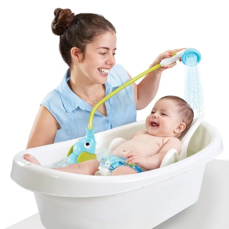 Elephant Baby Shower™ - Blue Elephant Water Pump and Trunk Spout Rinser - for Newborn Babies in Tub or Sink