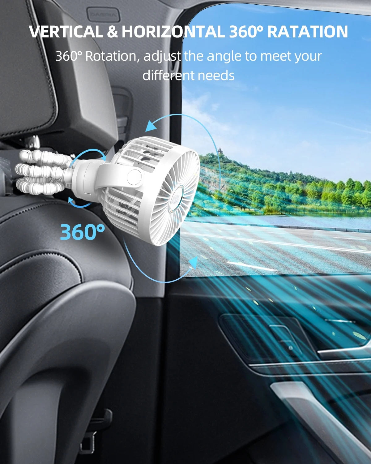 Portable Baby Stroller Fan,Clip on Fan for Stroller and Car Seat, Safe and Quiet,4000Mah, 3-Speed Adjustable